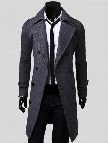 Wide Lapel Overcoat With Side Pockets