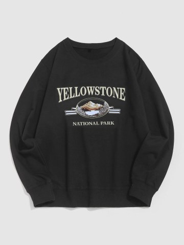 Yellow Stone Mountain Scenic Vintage Graphic Crewneck Sweatshirt