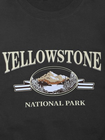 Yellow Stone Mountain Scenic Vintage Graphic Crewneck Sweatshirt