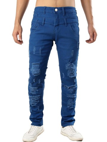 Zip Fly Design Casual Ripped Jeans