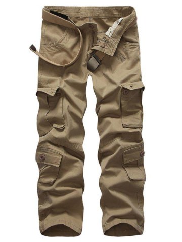 Zip Up Multi Pockets Solid Cargo Pants